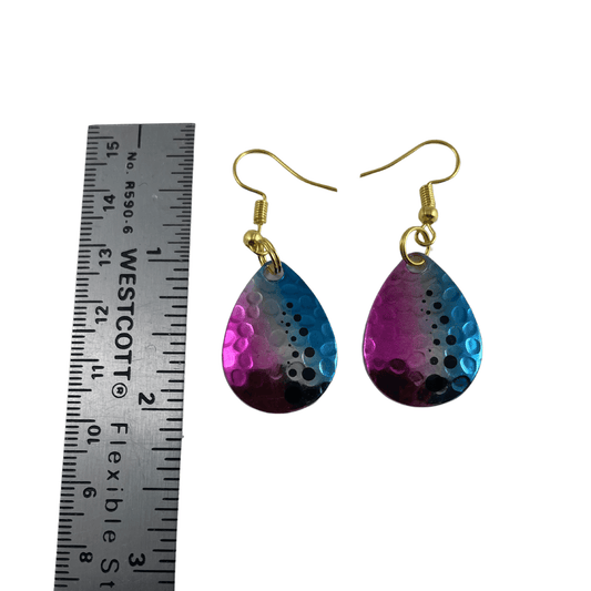 Colorado Hammered Nickel Dot Rainbow Spinner Blade Earrings - www.Shopthatapp.com