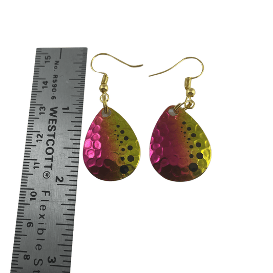 Colorado Hammered Nickel Dot Banana Split Spinner Blade Earrings - www.Shopthatapp.com