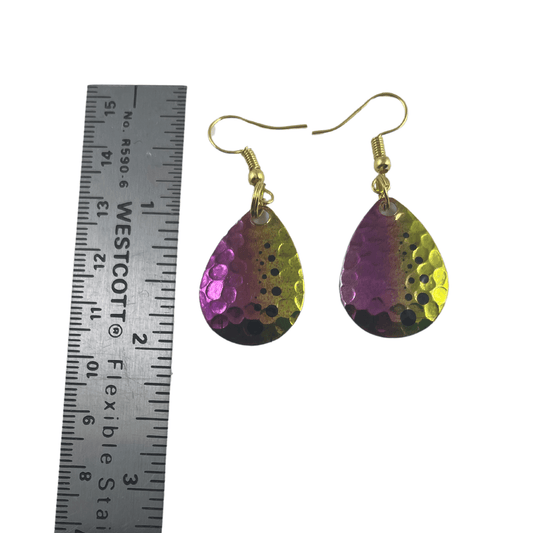 Colorado Hammered Nickel Dot Gasoline Alley Spinner Blade Earrings - www.Shopthatapp.com