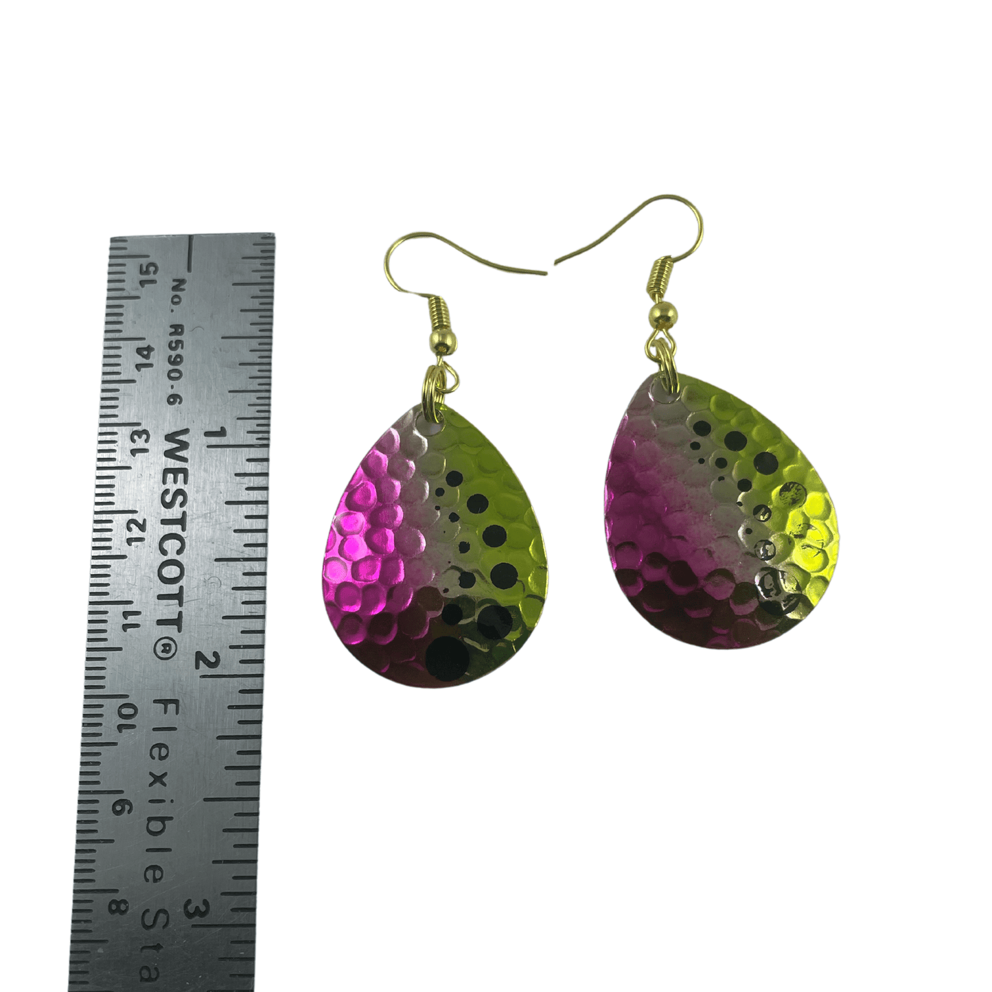Colorado Hammered Nickel Dot Banana Split Spinner Blade Earrings - www.Shopthatapp.com