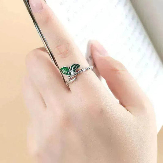 Colorful stylish and simple Enamel Bamboo Butterfly Copper Plated Silver Ring - www.Shopthatapp.com