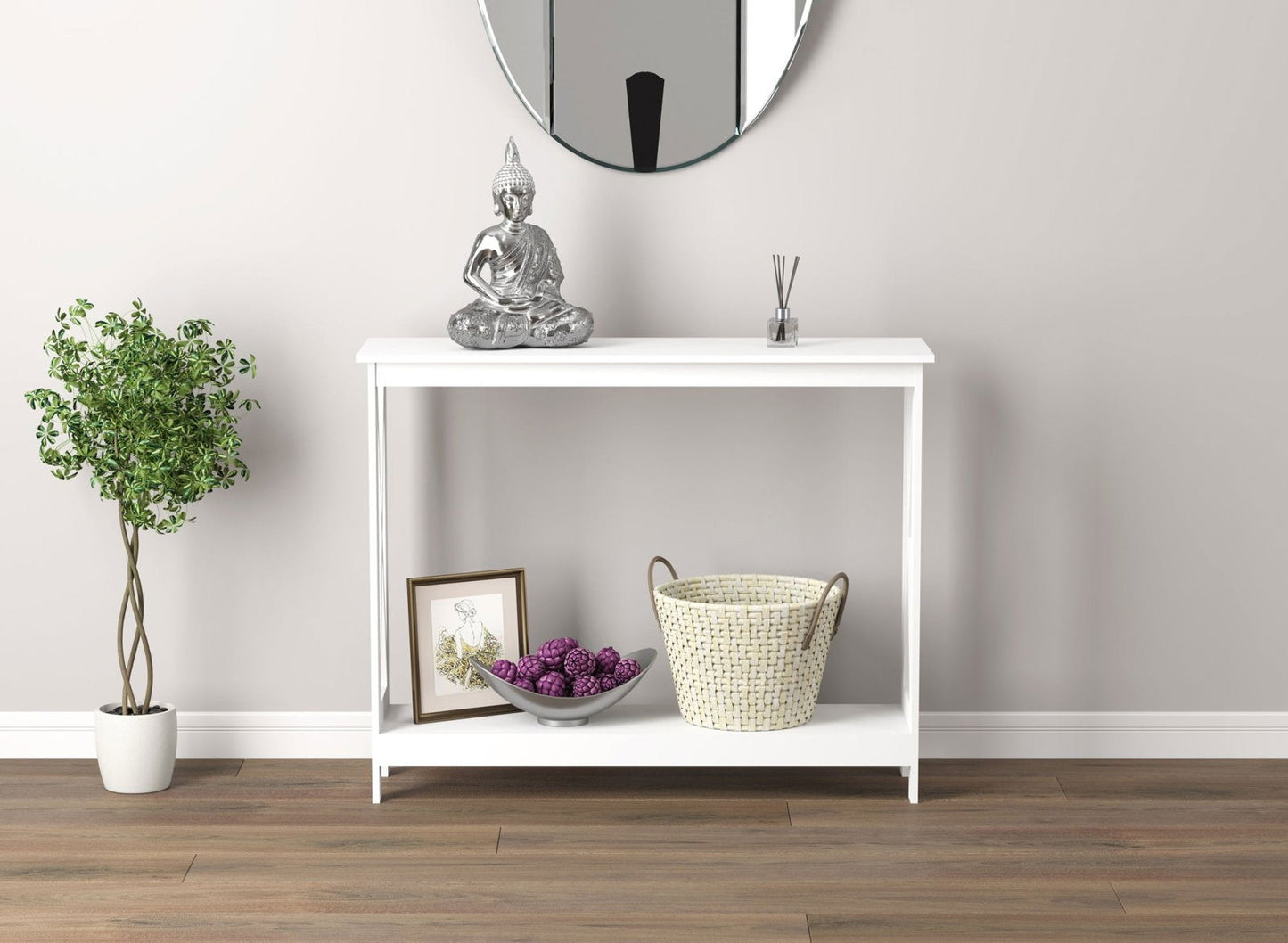 Console Sofa Table White 1 Shelf - Www.Shopthatapp.com