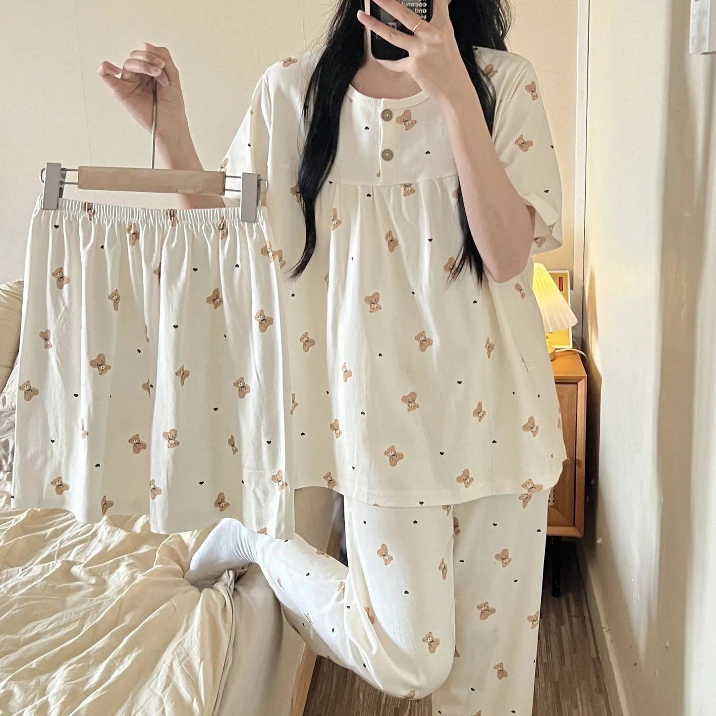 Cotton Three-piece Pajamas For Women Spring And Summer - www.Shopthatapp.com #