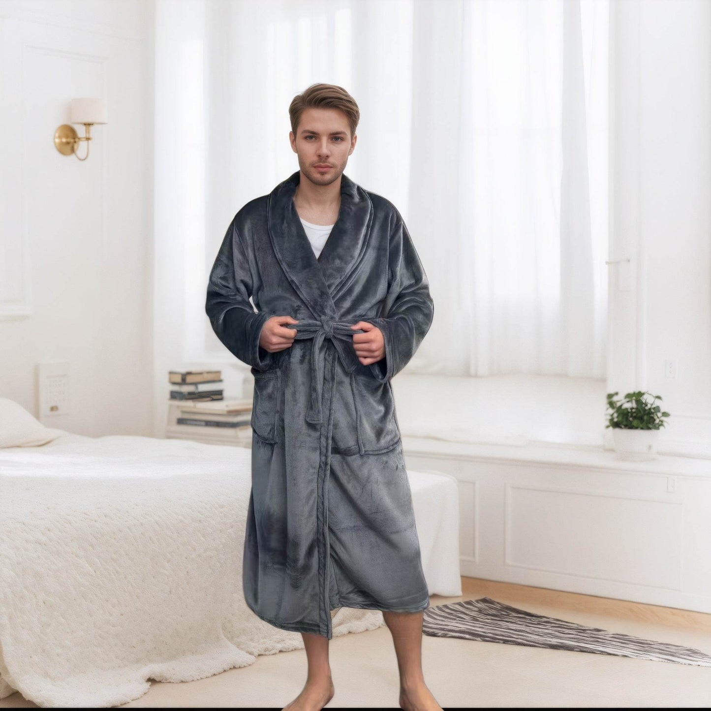 Couple Bathrobe Long Pajamas Homewear - www.Shopthatapp.com