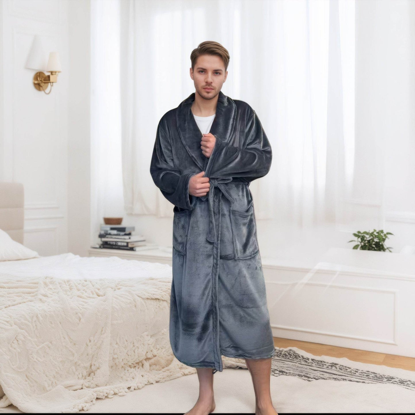 Couple Bathrobe Long Pajamas Homewear - www.Shopthatapp.com