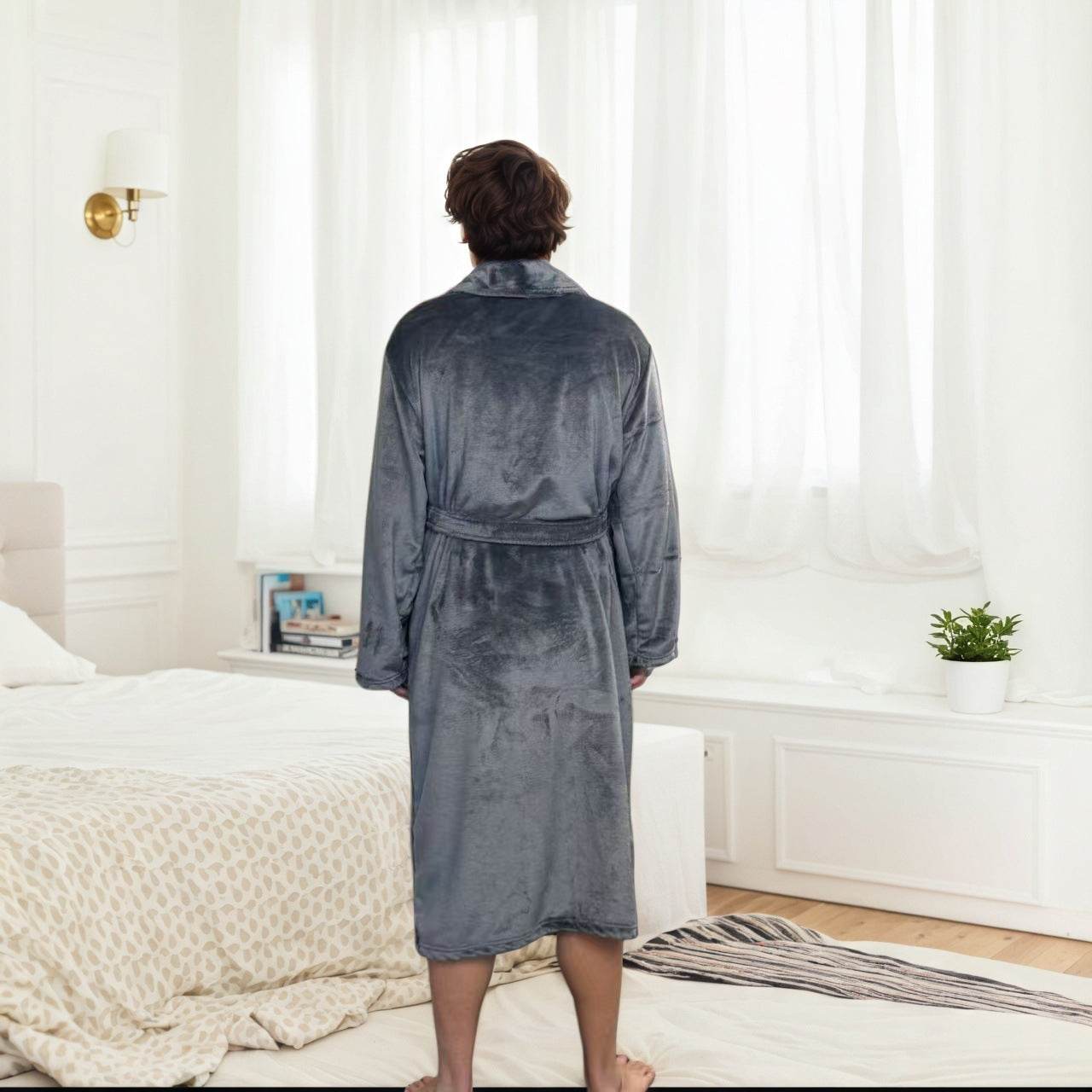 Couple Bathrobe Long Pajamas Homewear - www.Shopthatapp.com
