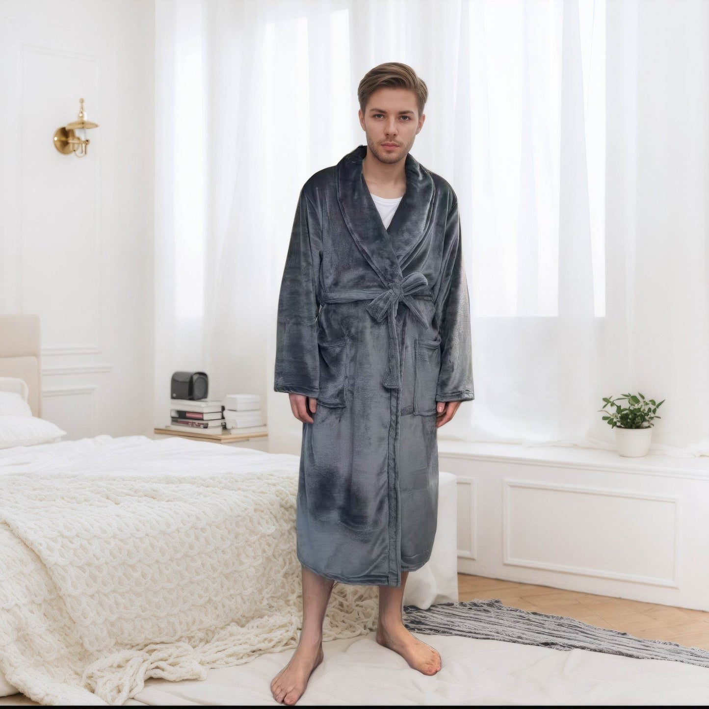 Couple Bathrobe Long Pajamas Homewear - www.Shopthatapp.com