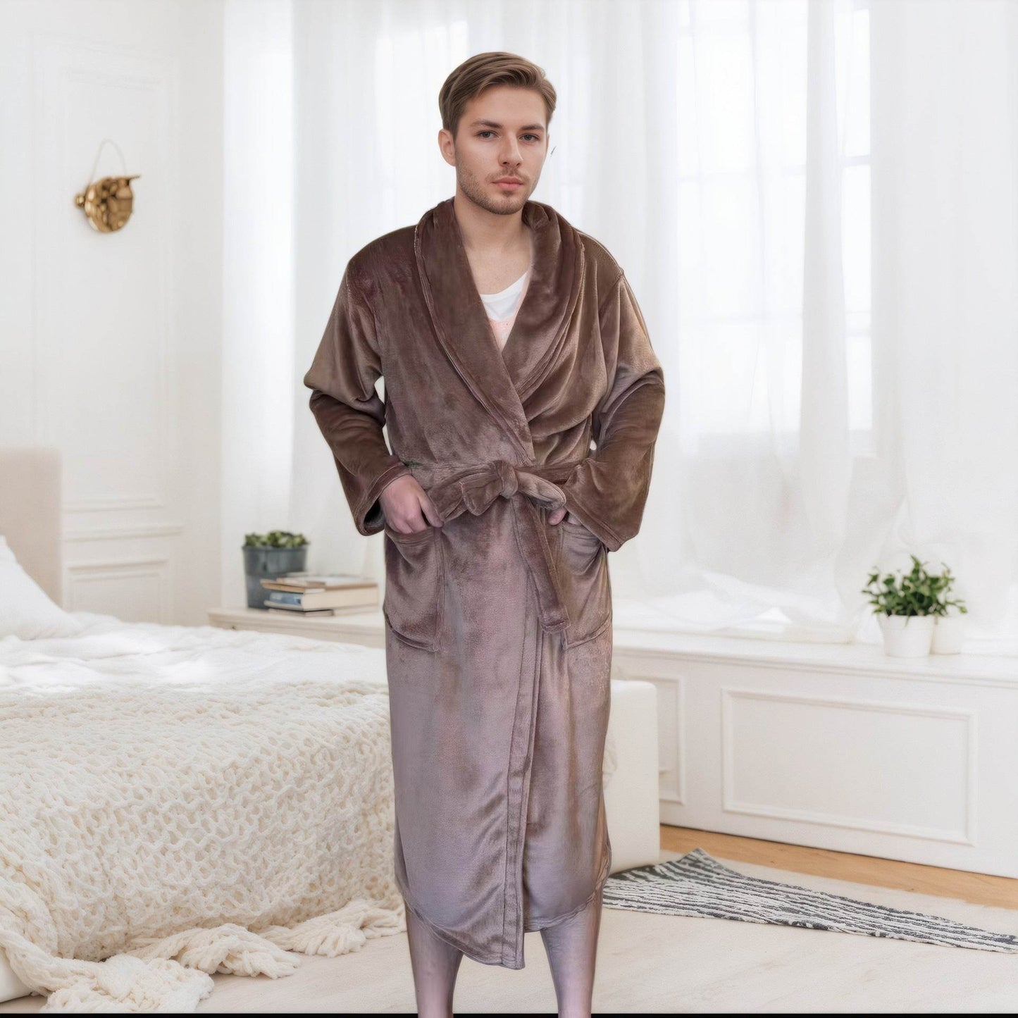 Couple Bathrobe Long Pajamas Homewear - www.Shopthatapp.com