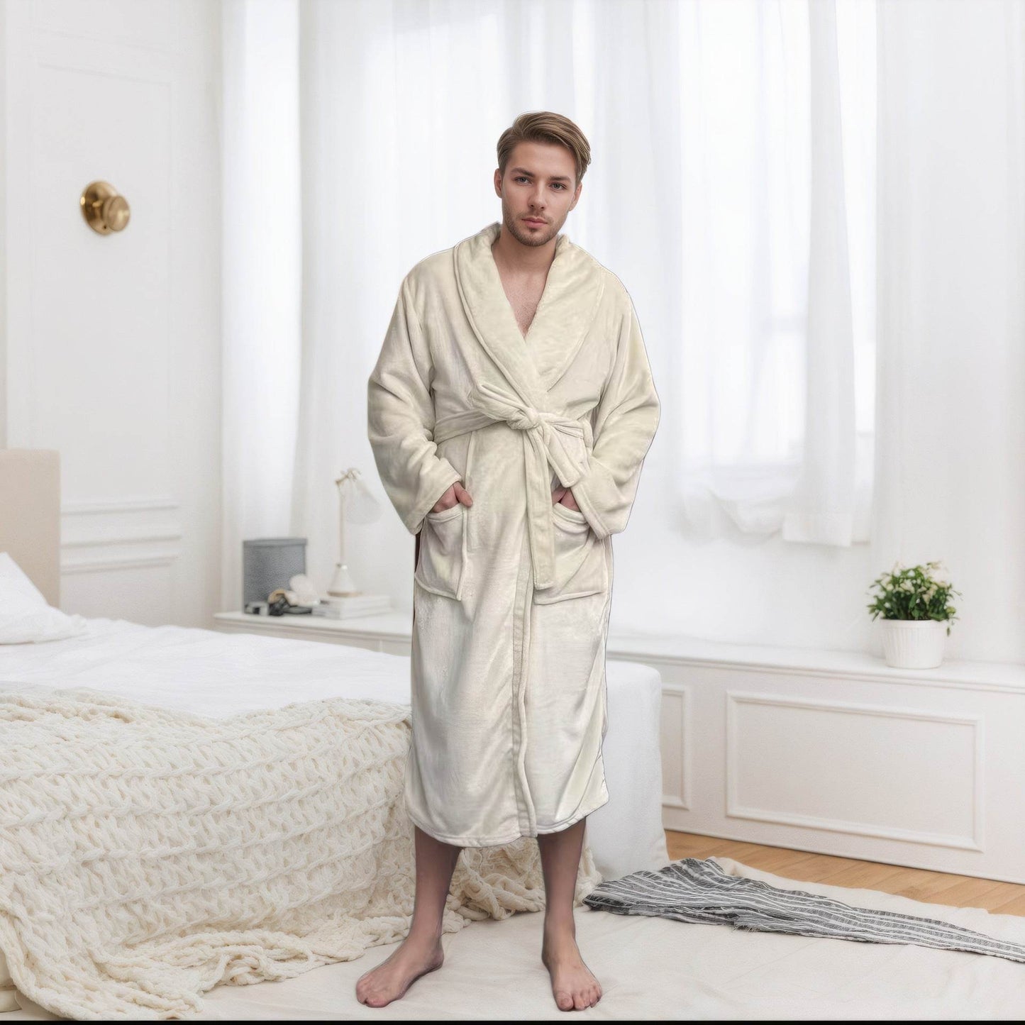 Couple Bathrobe Long Pajamas Homewear - www.Shopthatapp.com