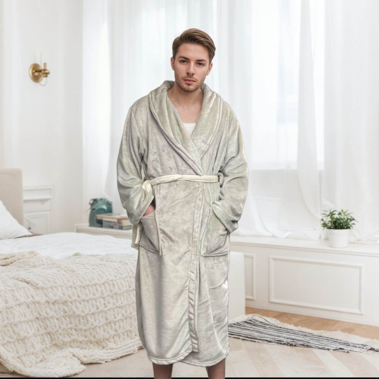 Couple Bathrobe Long Pajamas Homewear - www.Shopthatapp.com