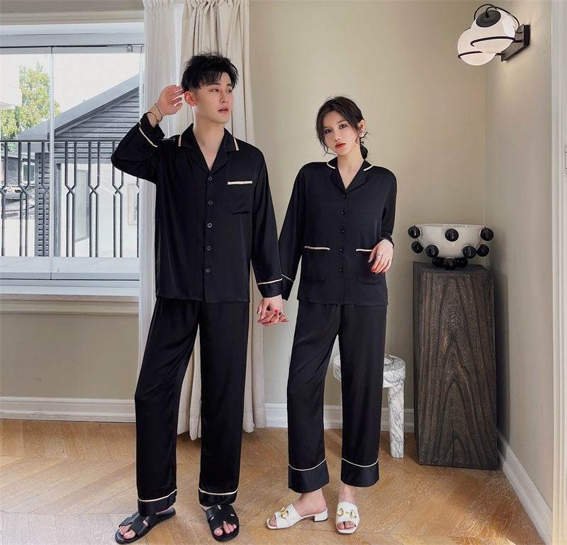 Couple Pajamas Lapel Cardigan Long Sleeves - www.Shopthatapp.com