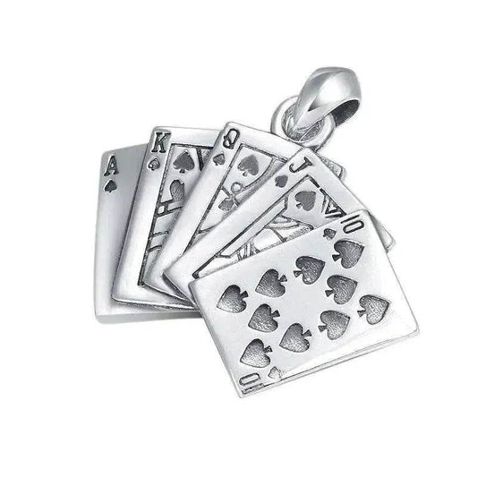 Creative Flush Poker S925 Sterling Silver Pendant - www.Shopthatapp.com