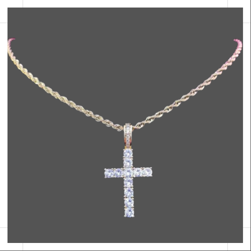 Cross Rope Chain - Gold - Www.Shopthatapp.com
