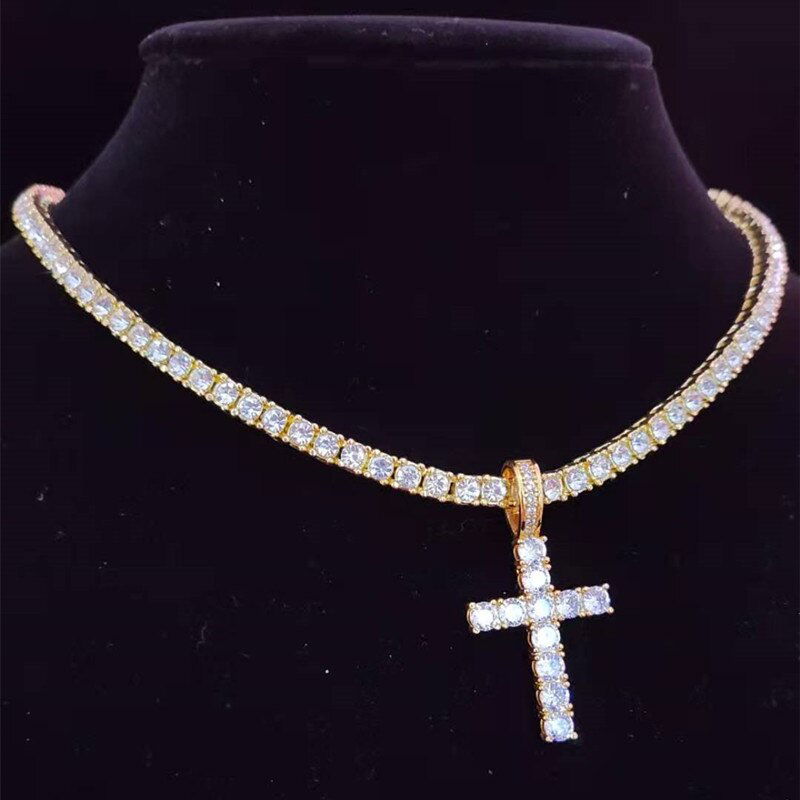 Cross Tennis Chain - Gold - Www.Shopthatapp.com