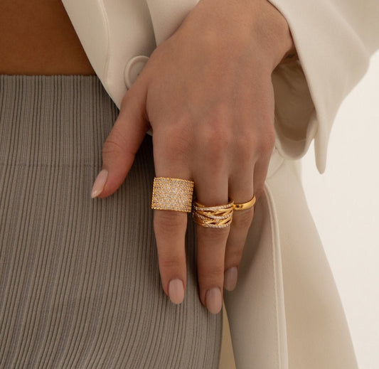 Cubic Zirconia Cross Over Ring - www.Shopthatapp.com