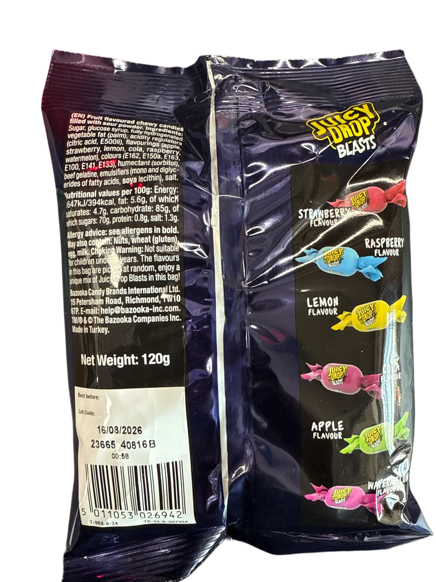 Juicy Drop Blasts Chews Filled With Sour Powder 120G - U.K Edition - www.Shopthatapp.com