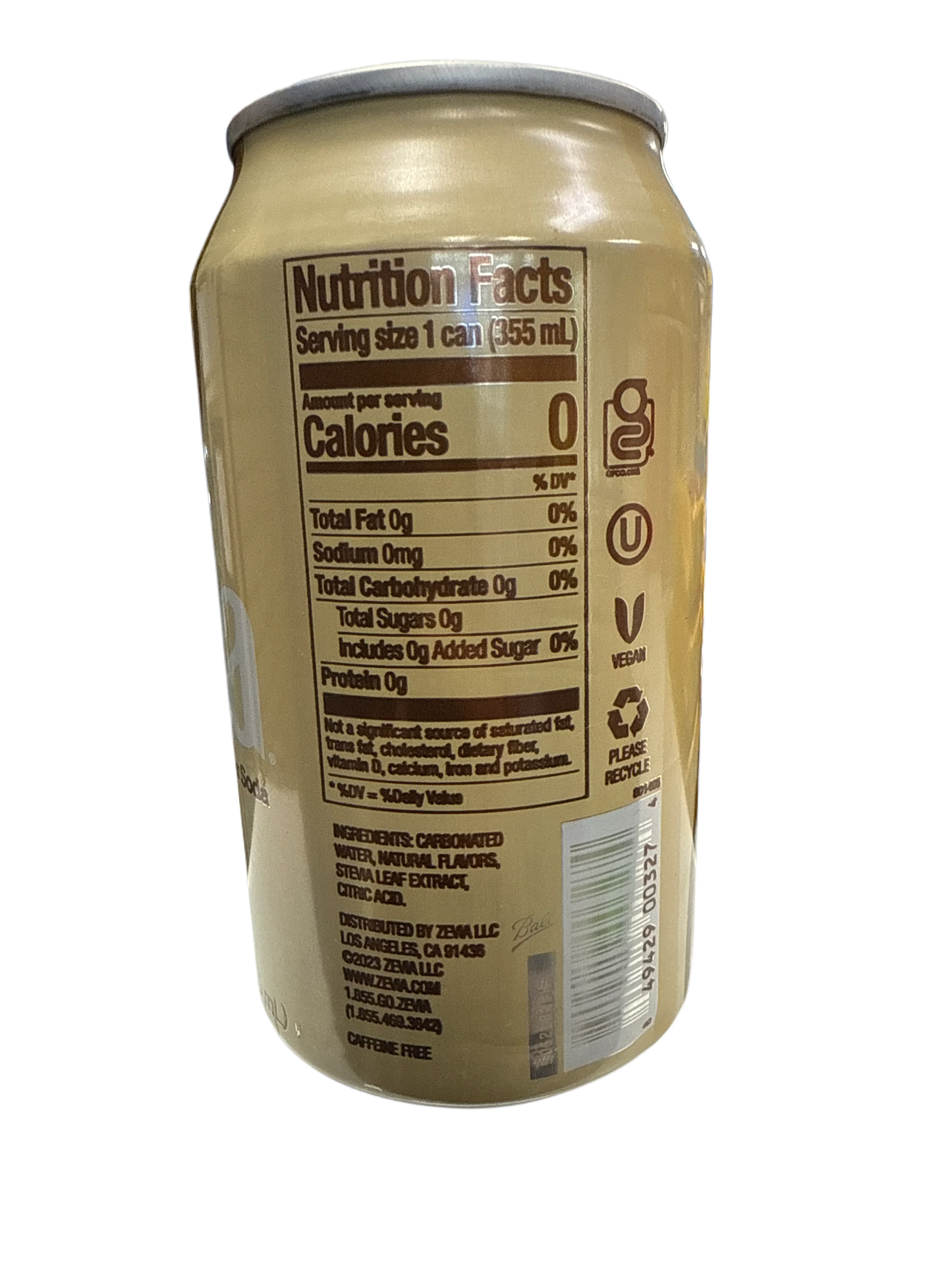 Zevia Zero Sugar Creamy Root Beer Flavoured Soda 355ML - Canadian Edition