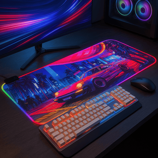 Cyberpunk Night City Dystopian DS3 LED Mouse Mat Mouse Pad 7 led lights smooth surface - www.Shopthatapp.com