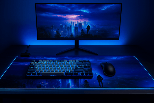 Cyberpunk Night City Dystopian DS4 LED Mouse Mat Mouse Pad 7 led lights smooth surface - www.Shopthatapp.com