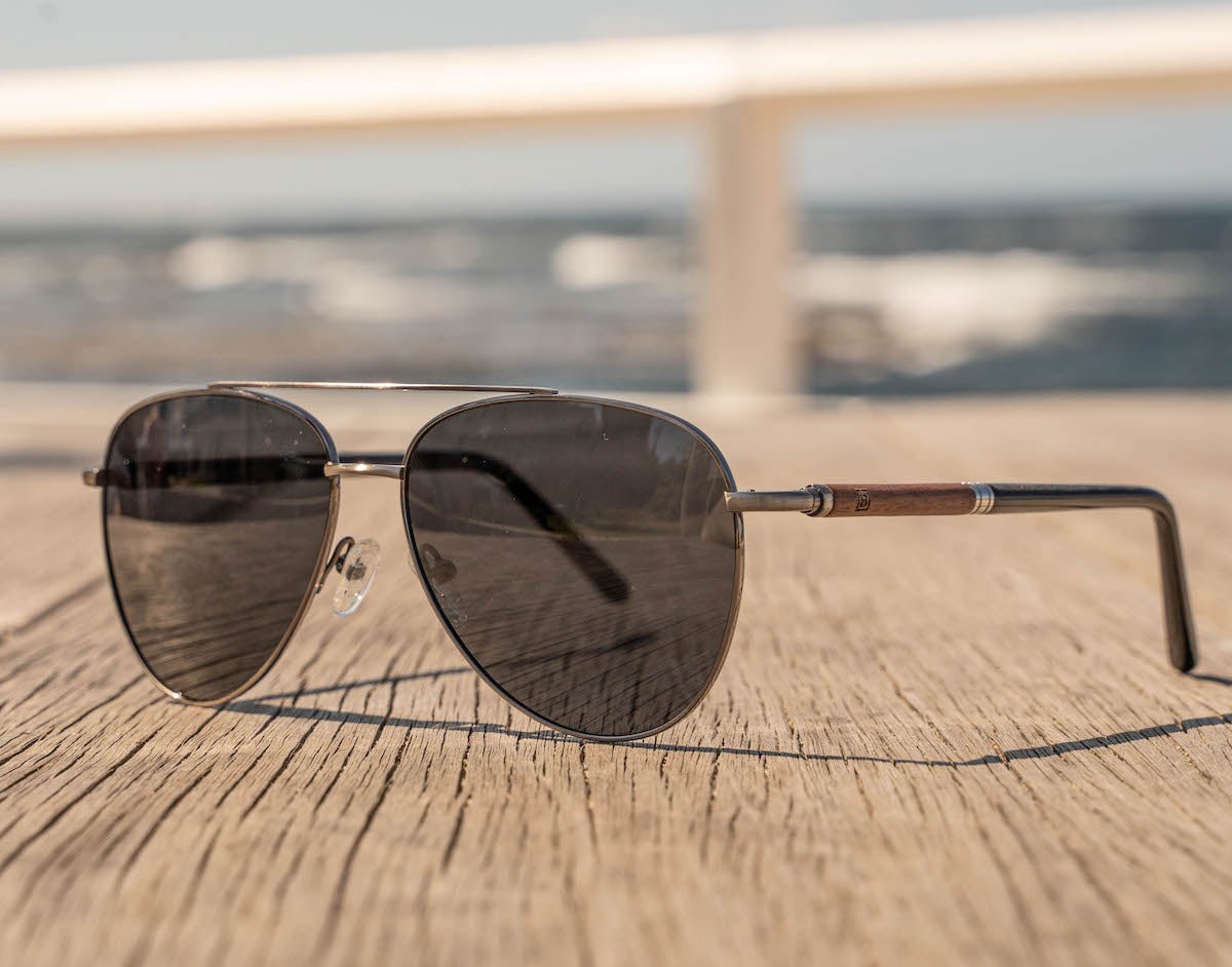 Stig - Titanium & Wood Aviator Sunglasses - www.Shopthatapp.com