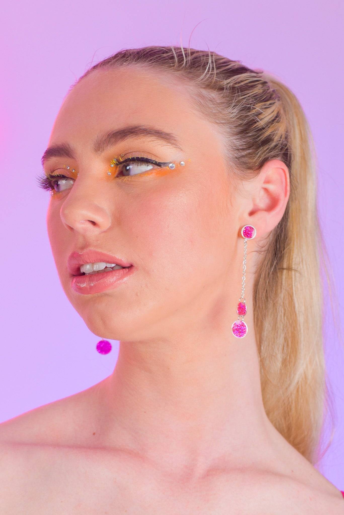 Sparkly Chain Drop Earrings with Sterling Silver Stud - www.Shopthatapp.com