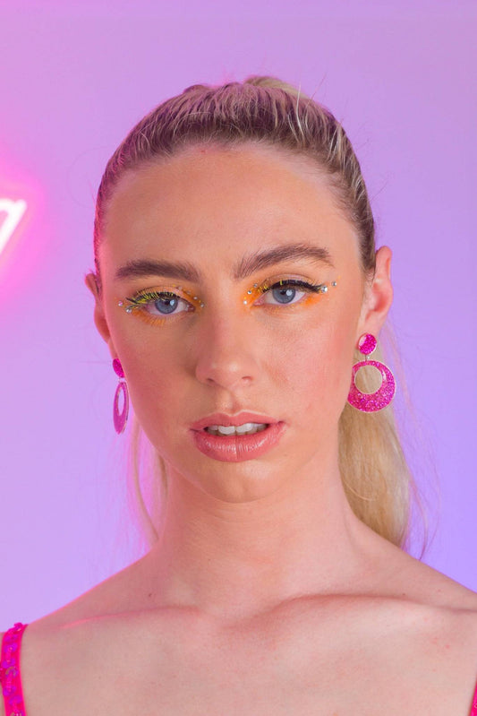 Bright and Sparkly Double Circle Resin Earrings with Sterling Silver Stud - www.Shopthatapp.com