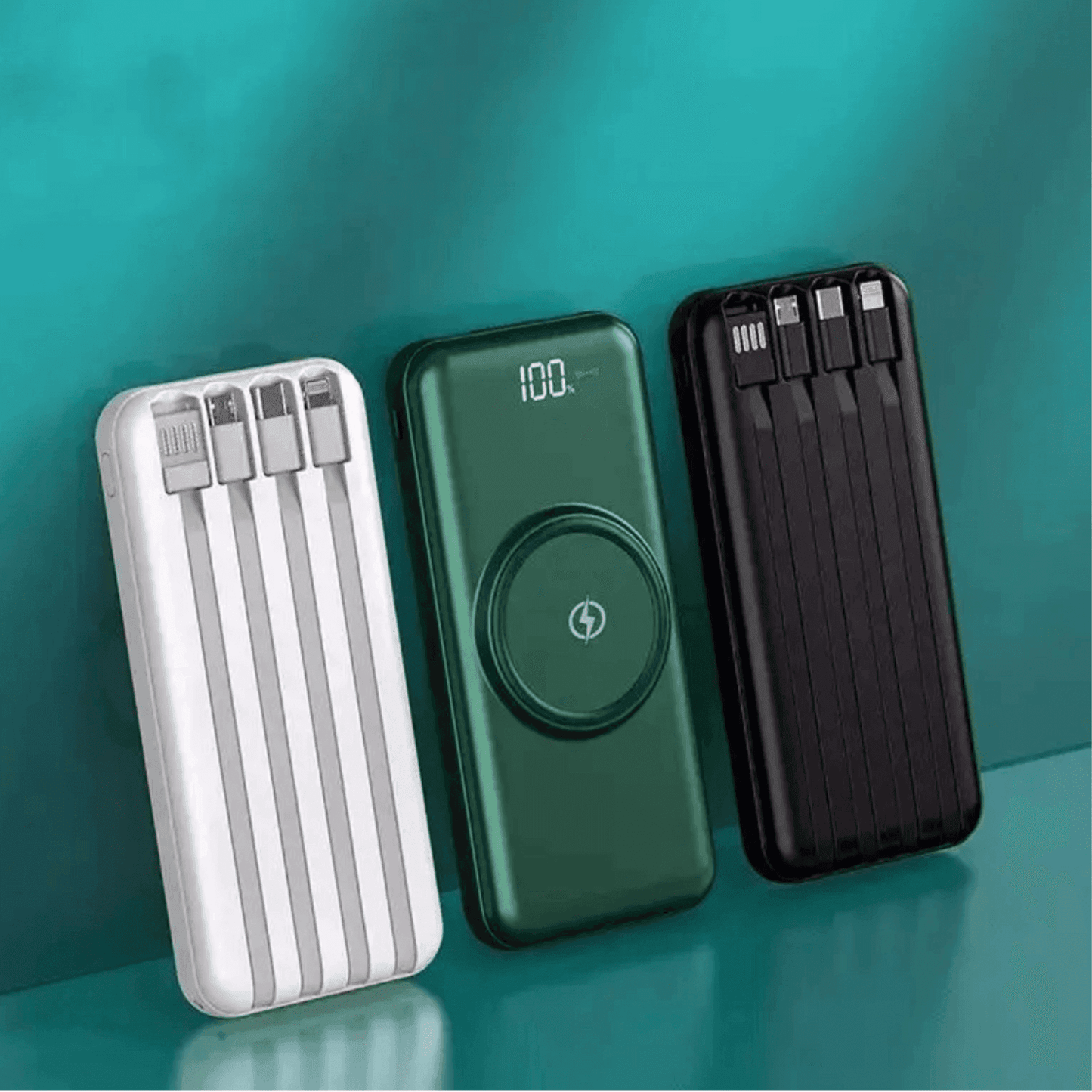 TUTT 30,000mAh Wireless Portable Charger Power Bank with Built-in 4 Cable, 6 Outputs & 3 Inputs Fast Charging External Power USB-C Battery Pack, LED Display - www.Shopthatapp.com