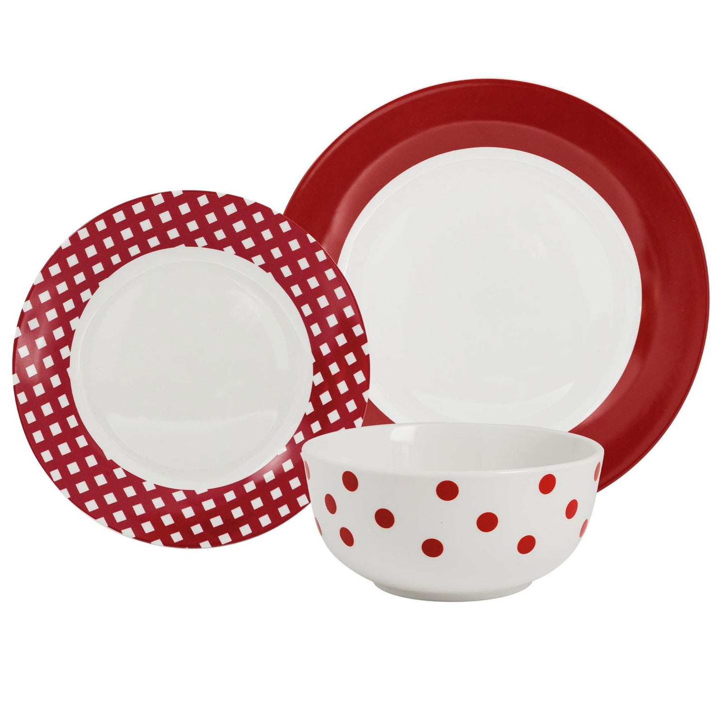 Dinnerware 12 Piece Rimmed Porcelain - Rouge - Www.Shopthatapp.com