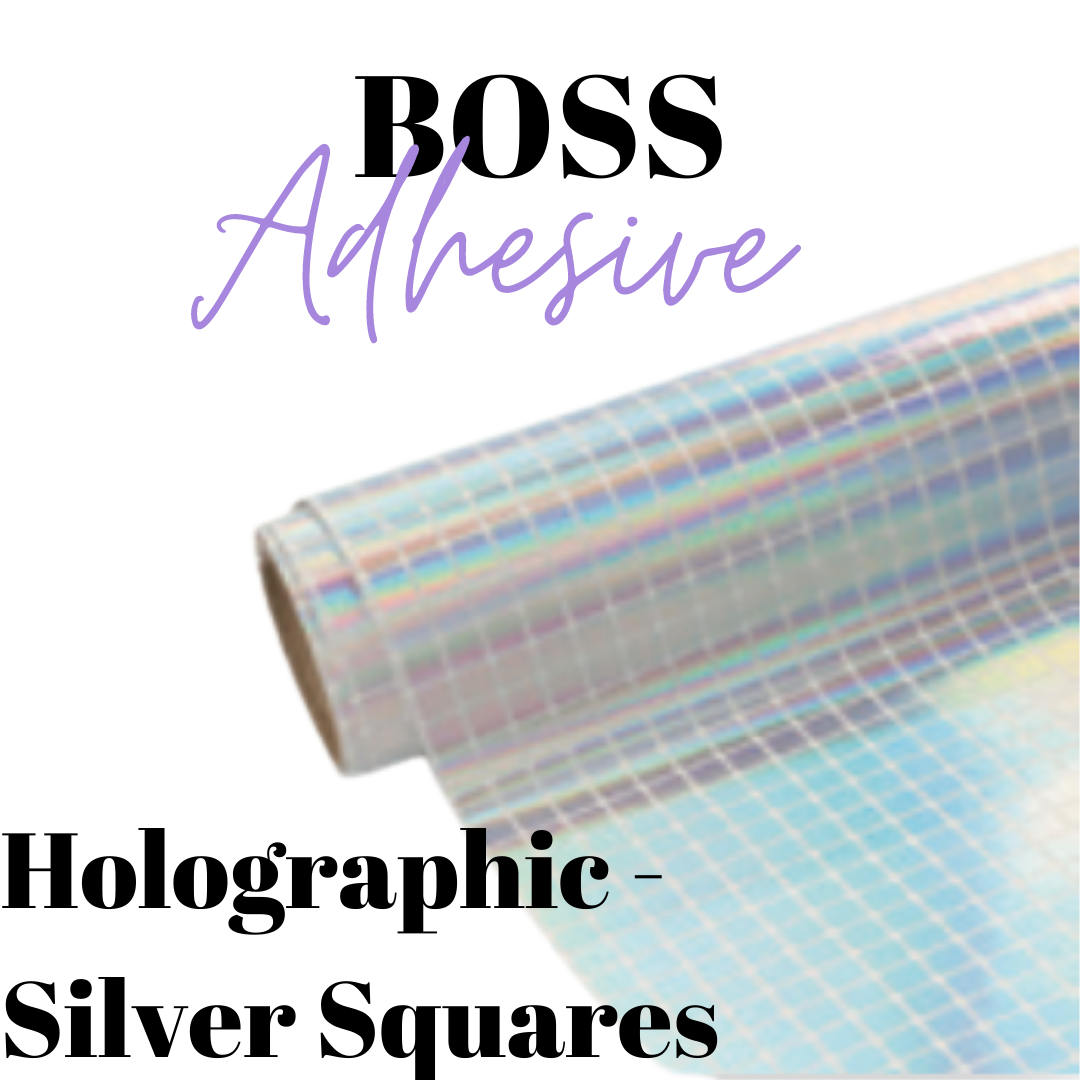 Adhesive Vinyl- Boss Adhesive - HOLO SILVER SQUARES - www.Shopthatapp.com