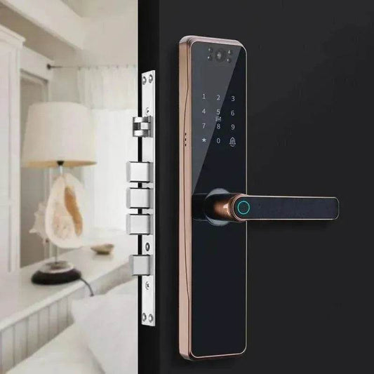 Electronic Door Lock With Surveillance Camera, Fingerprint Lock Graffiti Home Password Lock Mobile Phone Video Anti-theft - www.Shopthatapp.com #