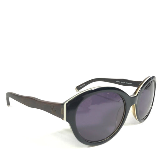 Sunglasses DIAGRAM BLACK WOOD Brown Round Frames w Purple Lenses - www.Shopthatapp.com