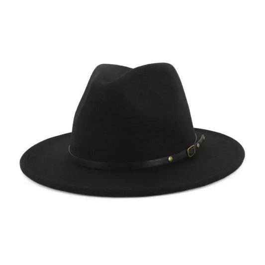 European And American Popular Woolen Top Color Matching Flat Brim Fedora Jazz Hat - www.Shopthatapp.com #