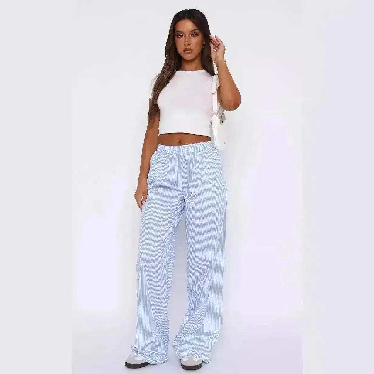 Fashion Casual Striped Trousers Summer Wide Leg Pants Men - www.Shopthatapp.com