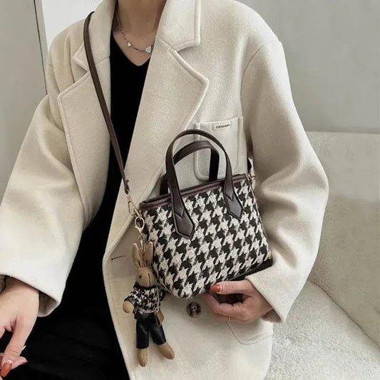 Fashion Houndstooth Shoulder Bags Portable Checkerboard Handbags All-match Messenger Crossbody Bag Women - www.Shopthatapp.com #