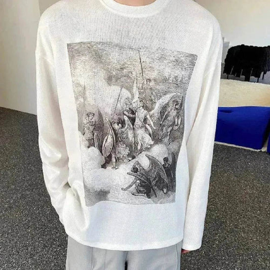 Fashion Painting Printing Long Sleeve Shirt top. - www.Shopthatapp.com #