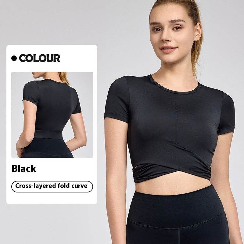 Fashion Short Sleeve Crop Workout Top for Women Yoga Crop Top - www.Shopthatapp.com #
