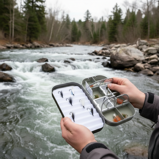 Fly Fishing Kit, Atlantic Salmon Flies, Mixed Selection, with Aluminum Flybox + Engraved Image - www.Shopthatapp.com #