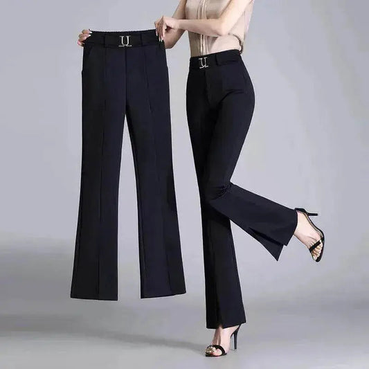 Formal Office Work High-Waisted Wide-Leg trouser Pants for Women - www.Shopthatapp.com