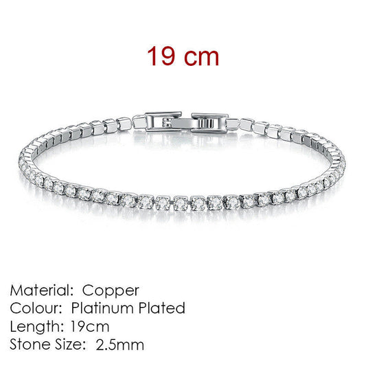 Full Diamond Crystal Bracelet Round Zircon - 2.5mm Single Row - www.Shopthatapp.com