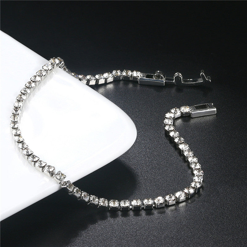Full Diamond Crystal Bracelet Round Zircon - 2.5mm Single Row - www.Shopthatapp.com