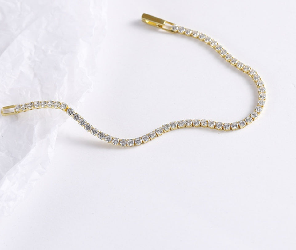 Full Diamond Crystal Bracelet Round Zircon - 2.5mm Single Row - www.Shopthatapp.com
