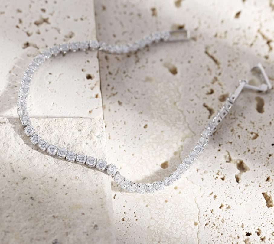 Full Diamond Crystal Bracelet Round Zircon - 2.5mm Single Row - www.Shopthatapp.com