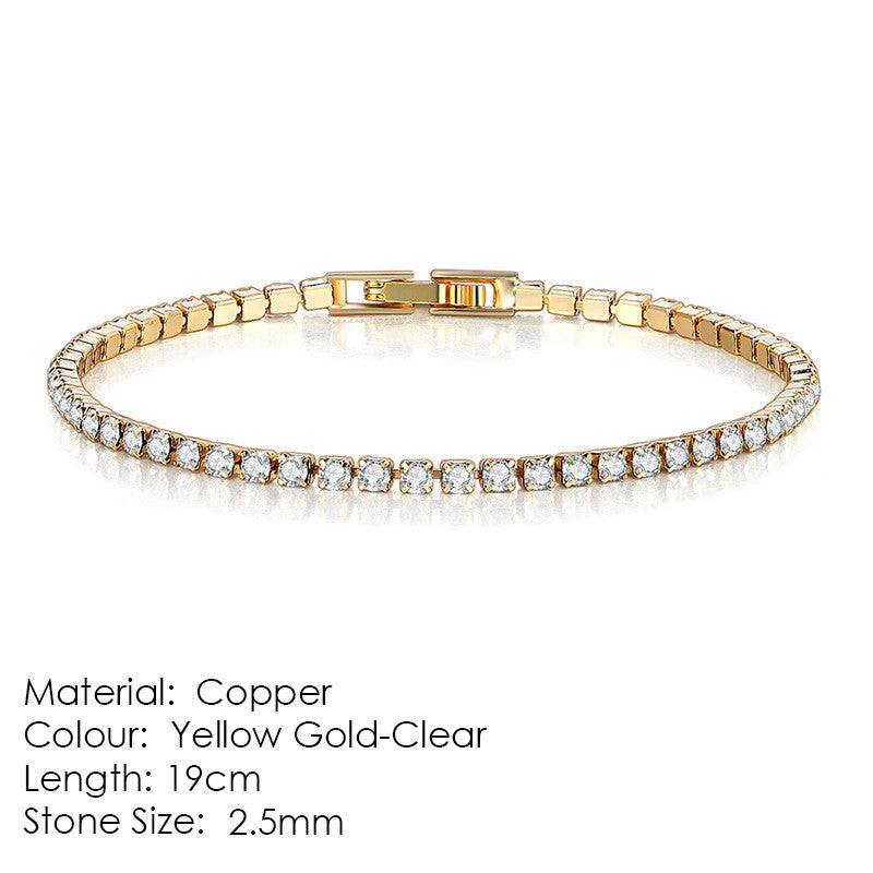 Full Diamond Crystal Bracelet Round Zircon - 2.5mm Single Row - www.Shopthatapp.com
