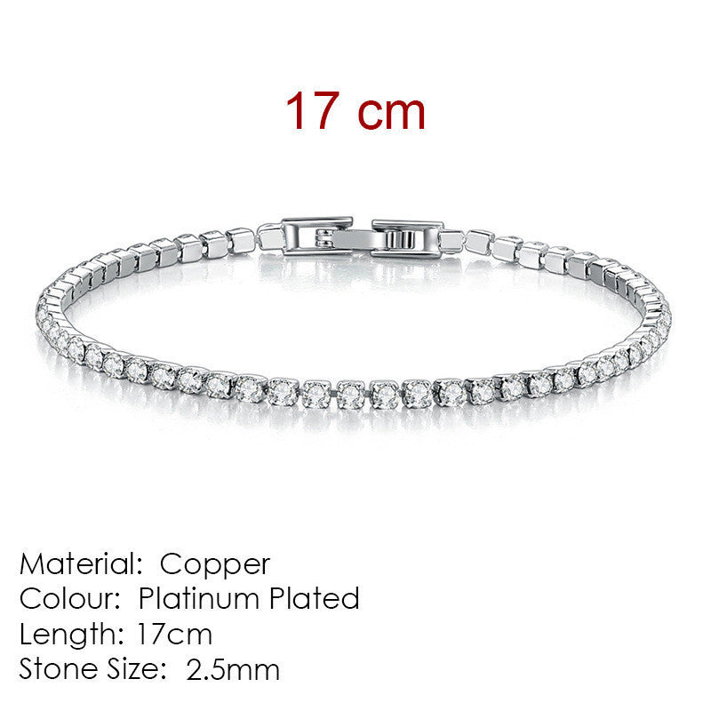 Full Diamond Crystal Bracelet Round Zircon - 2.5mm Single Row - www.Shopthatapp.com