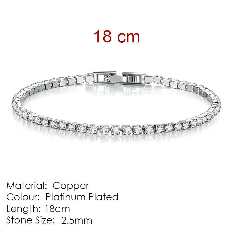 Full Diamond Crystal Bracelet Round Zircon - 2.5mm Single Row - www.Shopthatapp.com