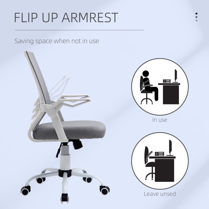 Office Chair, Gaming chair Ergonomic Desk Chair with Flip-up Arm and Lumbar Back Support for Home, Grey - www.Shopthatapp.com