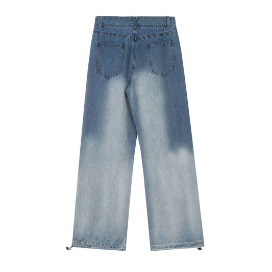Gradient Tie-dye Straight-leg Denim Trousers Men Jeans - www.Shopthatapp.com #