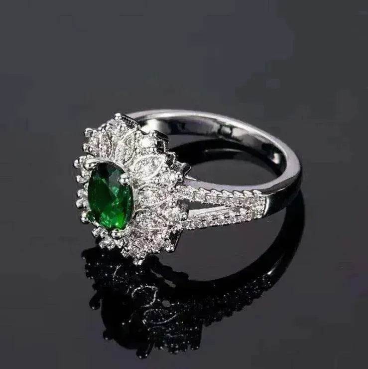 Green Zircon Ornament Ring Jewelry - www.Shopthatapp.com