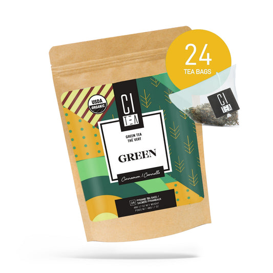 Organic Green tea with Cinnamon - 24 Pyramid Tea Bags - www.Shopthatapp.com