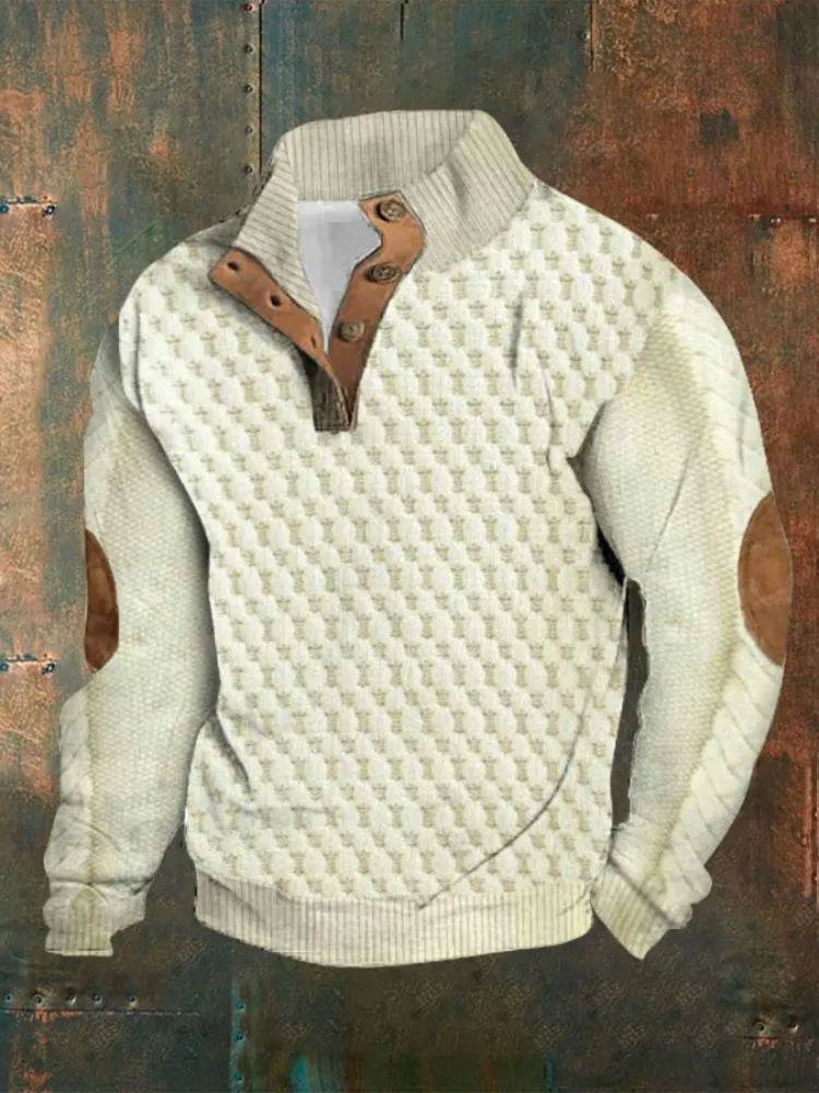 Half Button Up Sweater – Loose Fit Polyester Pullover for All Sizes - www.Shopthatapp.com #